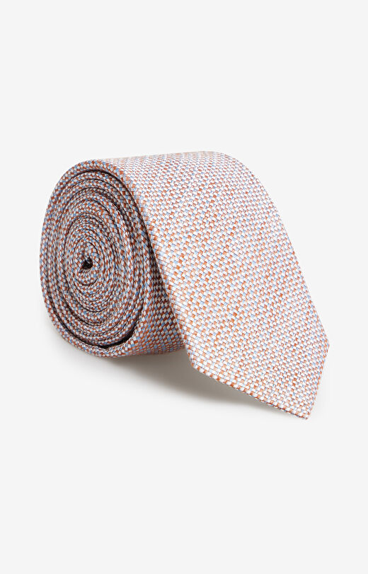 Jedwabny krawat w mikrowzór z lnem