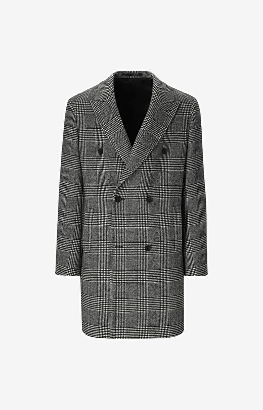 Dwurzędowy płaszcz w kratę