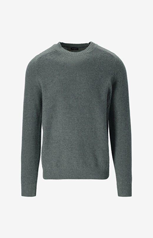 Sweter round neck w mikrowzór