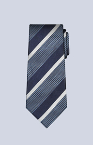 Jedwabny krawat w paski z dodatkiem lnu