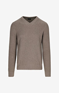 Sweter v-neck w mikrowzór