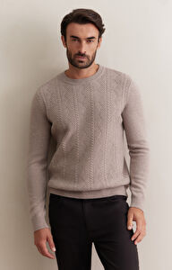 Beżowy sweter z wełny merino