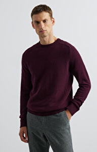Sweter round neck w mikrowzór