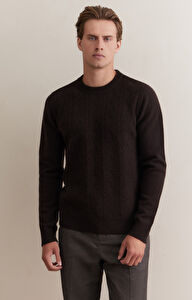 Brązowy sweter z wełny merino