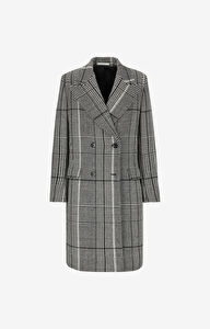 Dwurzędowy płaszcz w kratę