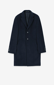 Jednorzędowy płaszcz z wełną