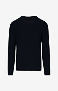 Sweter v-neck w mikrowzór