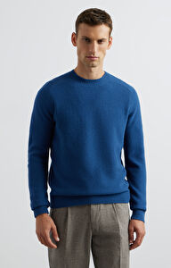 Sweter round neck w mikrowzór