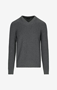 Sweter v-neck w mikrowzór
